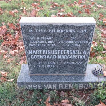 RENSBURG Marthinus Coenraad, Janse van 1913-1998 &amp; Petronella Margaretha 1922-