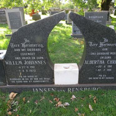RENSBURG Willem Johannes, Jansen van 1911-1973 &amp; Alberta Christina 1910-1981
