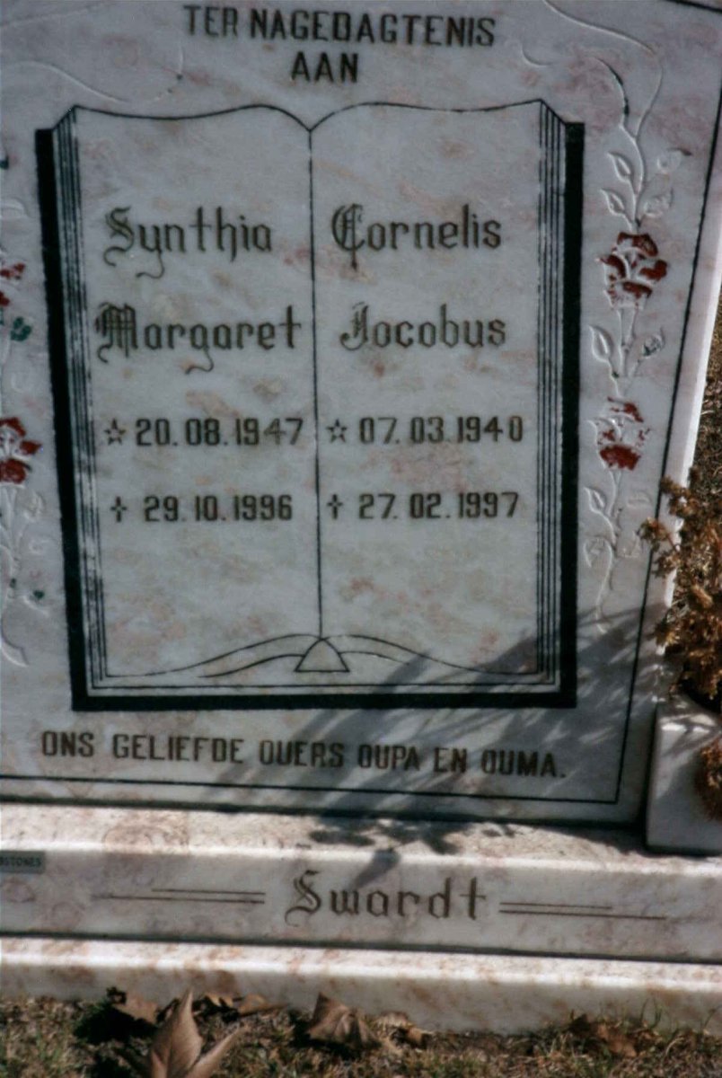 SWARDT Cornelis Jacobus 1940-1997 &amp; Synthia Margaret 1947-1996