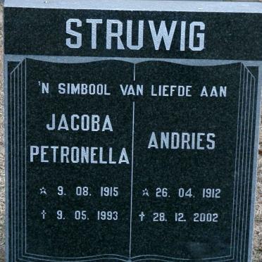 STRUWIG Andries 1912-2002 &amp; Jacoba Petronella 1915-1993