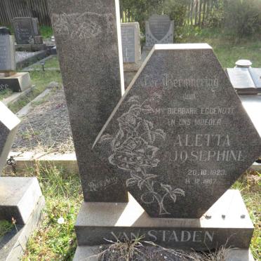 STADEN Aletta Josephine, van 1923-1967