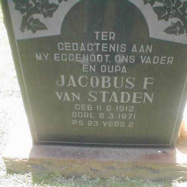 STADEN Jacobus F., van 1912-1971