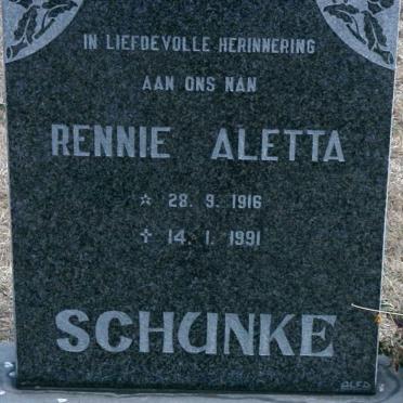 SCHUNKE Rennie Aletta 1916-1991