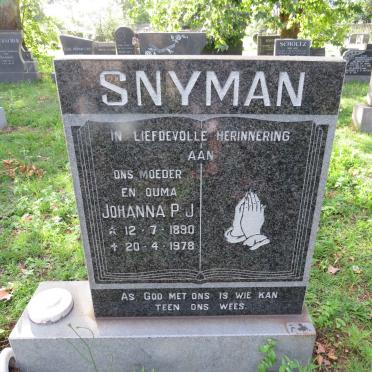 SNYMAN Johanna P.J.1890-1978