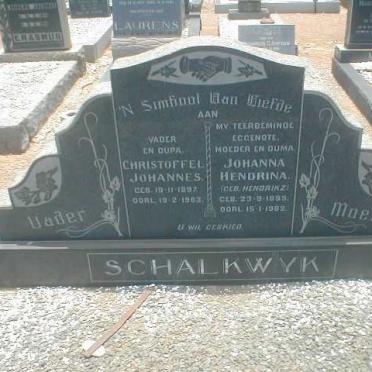 SCHALKWYK Christoffel Johannes 1897-1963 &amp; Johanna Hendrina HENDRIKZ 1899-1962