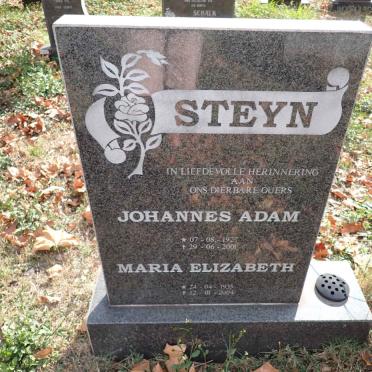 STEYN Johannes Adam 1927-2001 &amp; Maria Elizabeth 1935-2004