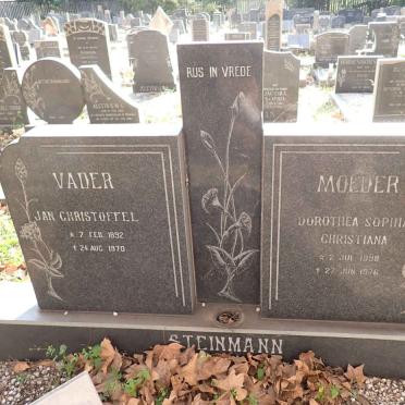 STEINMANN Jan Christoffel 1892-1970 &amp; Dorothea Sophia Christiana 1898-1976