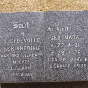 SMIT Gerbrecht J.E. nee MARAIS 1921-1976