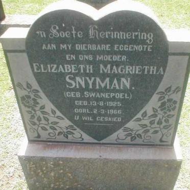 SNYMAN Elizabeth Magrietha nee SWANEPOEL 1925-1966