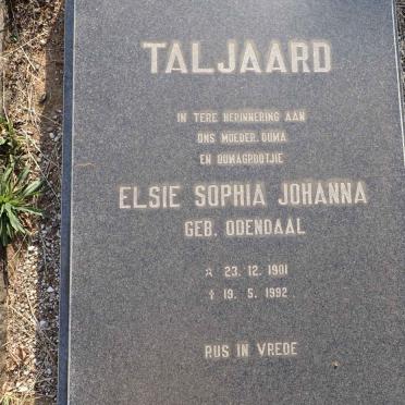 TALJAARD Elsie Sophia Johanna nee ODENDAAL 1901-1992
