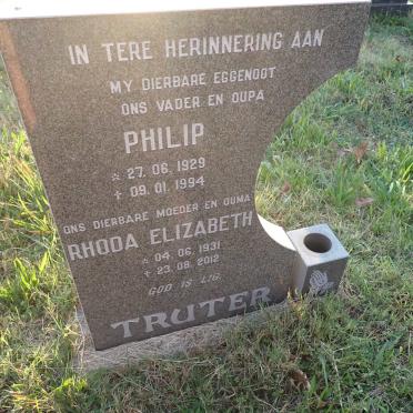 TRUTER Philip 1929-1994 &amp; Rhoda Elizabeth 1931-2012
