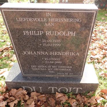 TOIT Philip Rudolph, du 1935-1999 &amp; Johanna Hendrika 1935-2009
