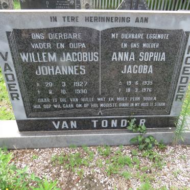 TONDER Willem Jacobus Johannes, van 1927-1990 &amp; Anna Sophia Jacoba 1935-1976