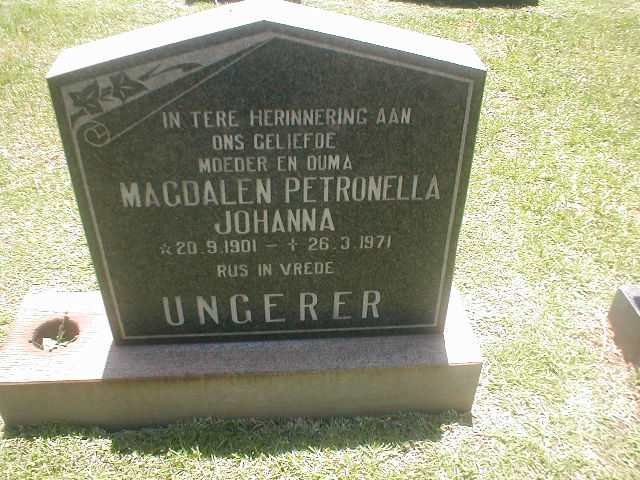 UNGERER Magdalena Petronella Johanna 1901-1971