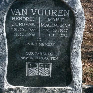 VUUREN Hendrik Jurgens, van 1923-1996 &amp; Marie Magdalena 1927-2001