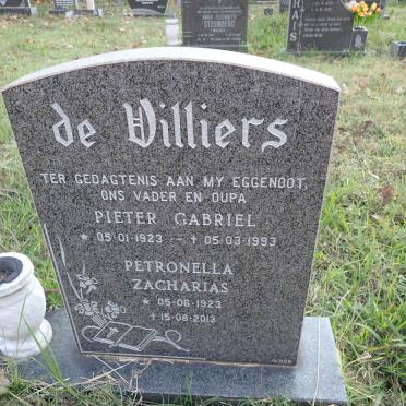 VILLIERS Pieter Gabriel, de 1923-1993 &amp; Petronella Zacharias 1923-2013