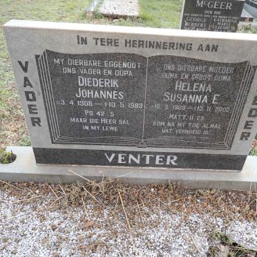 VENTER Diederik Johannes 1908-1983 &amp; Helena Susanna E. 1908-2000