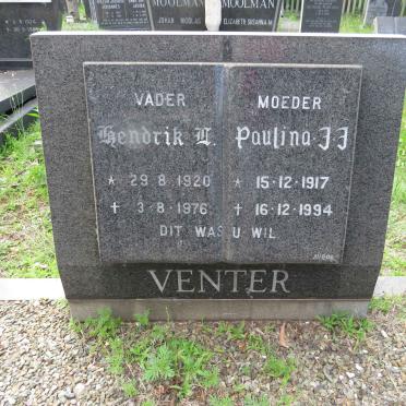 VENTER Hendrik L. 1920-1976 &amp; Paulina J.J. 1917-1994