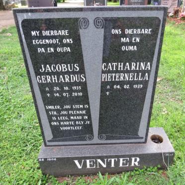 VENTER Jacobus Gerhardus 1935-2010 &amp; Catharina Pieternella 1939-