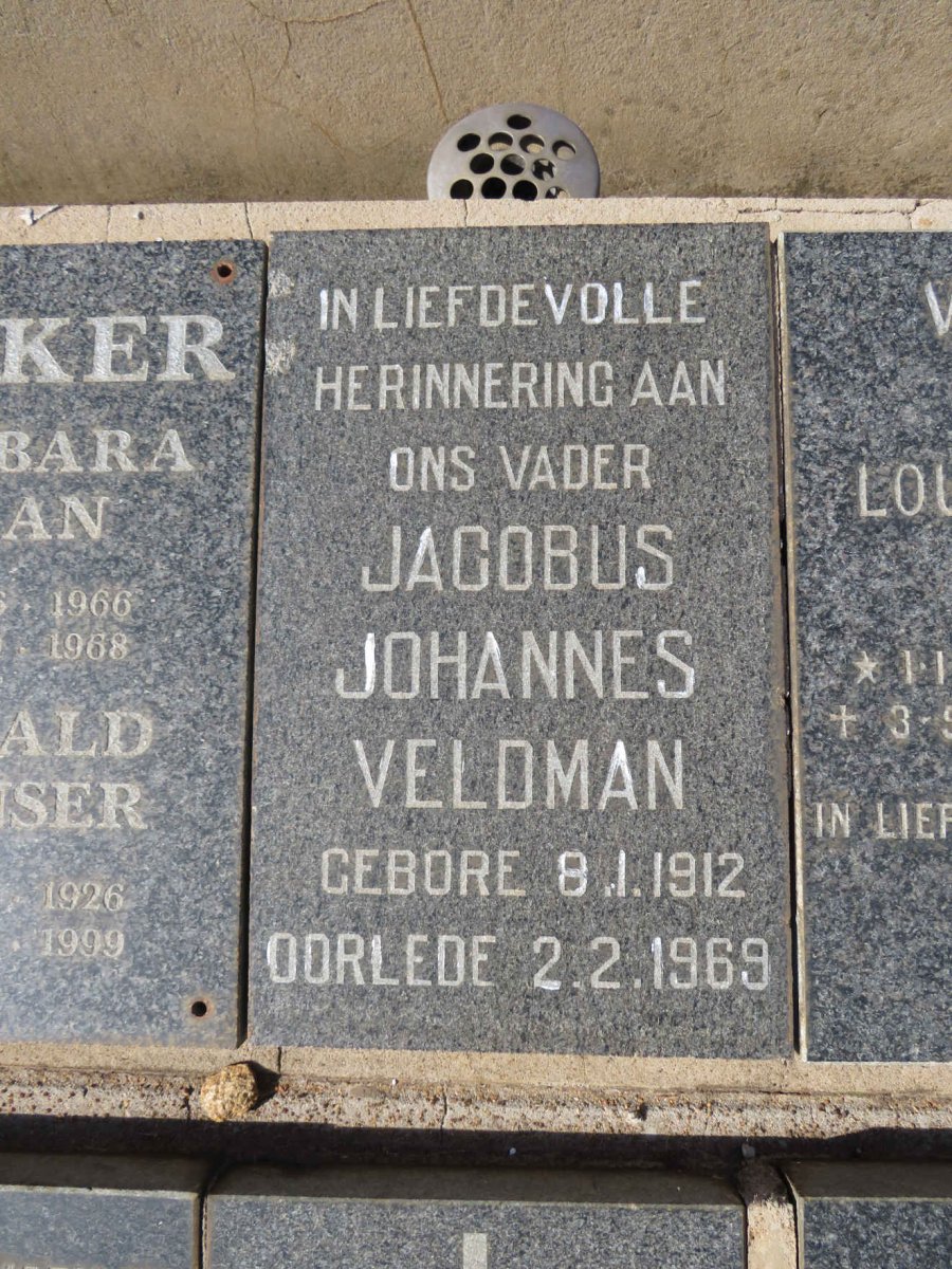 VELDMAN Jacobus Johannes 1912-1969