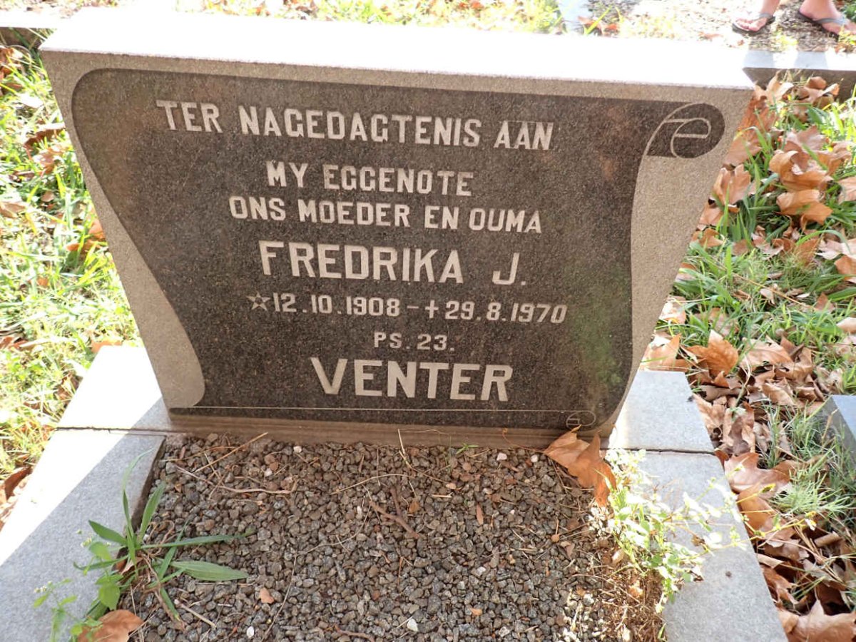 VENTER Fredrika J. 1908-1970