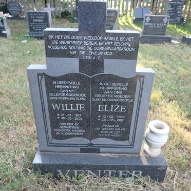 VENTER Willie 1927-2004 &amp; Elize 1930-2021
