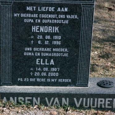 VUUREN Hendrik, Jansen van 1910-1996 &amp; Ella 1907-2000