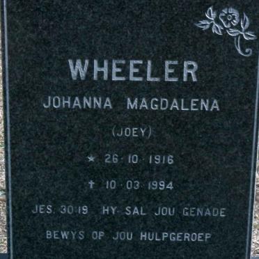 WHEELER Johanna Magdalena 1916-1994