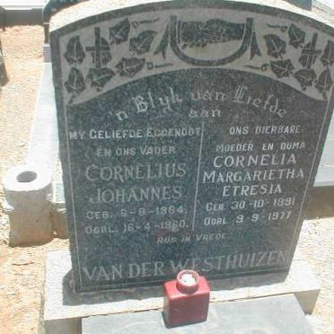 WESTHUIZEN Cornelius J., van der &amp; Cornelia Magrietha E. 1891-1977