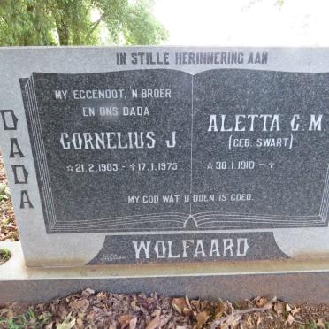 WOLFAARD Cornelius J. 1905-1975 &amp; Aletta C.M. SWART 1910-