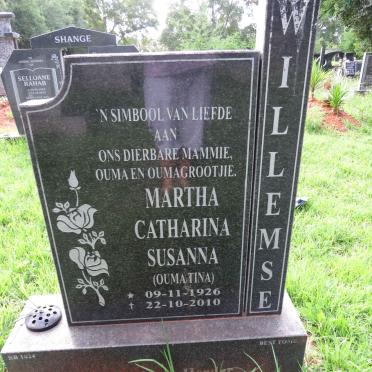 WILLEMSE Martha Catharina Susanna  1926-2010
