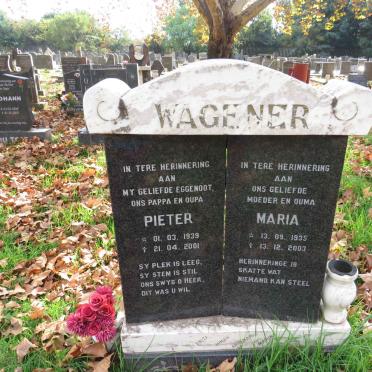 WAGENER Pieter 1929-2001 &amp; Maria 1935-2003