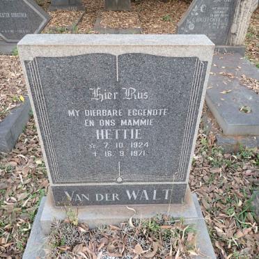 WALT Hettie, van der 1924-1971