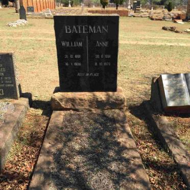 BATEMAN William 1881-1936 &amp; Anne 1891-1978