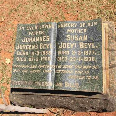 BEYL Johannes Jurgens 1868-1908 &amp; Susan 1877-1938