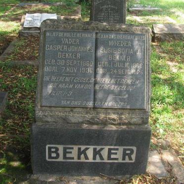 BEKKER Casper Johannes 1860-1936 &amp; Elsie Sophia J. 1866-1925