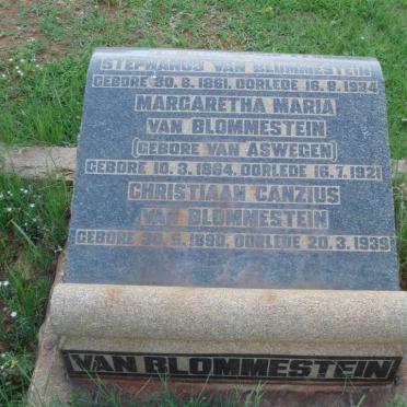 BLOMMESTEIN Stephanus, van 1861-1934 &amp; Margaretha Maria VAN ASWEGEN 1864-1921