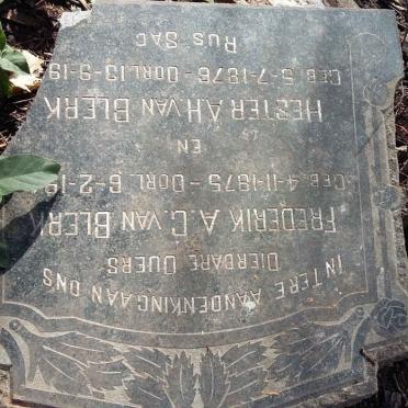 BLERK Frederik A.G., van 1875-1946 &amp; Hester A.H. 1876-19??