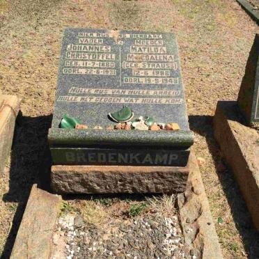 BREDENKAMP Johannes Christoffel 1880-1931 &amp; Matilda Magddalena STRAUSS 1888-1948
