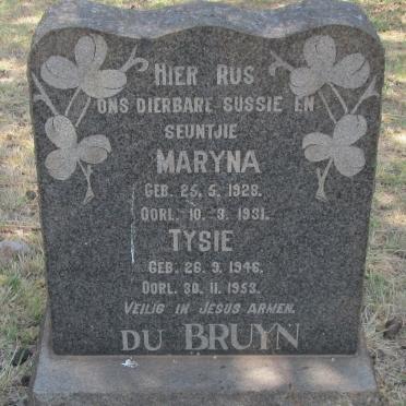 BRUYN Maryna, du 1928-1931 :: DU BRUYN Tysie 1946-1953