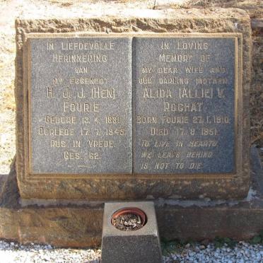 FOURIE H.J.J. 1881-1945 &amp; Alida V. voorheen ROCHAT nee FOURIE 1910-1951