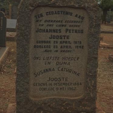 JOOSTE Johannes Petrus 1878-1942 &amp; Susanna Cathrina 1884-1962
