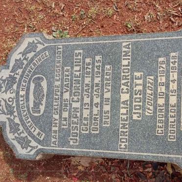 JOOSTE Joseph Cornelius 1876-1945 &amp; Cornelia Carolina FOULDZ 1876-1948