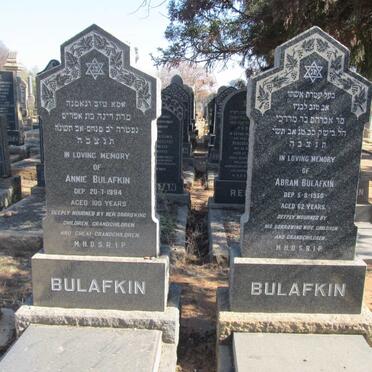 BULAFKIN Abram -1950 &amp; Annie -1994