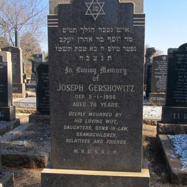 GERSHOWITZ Joseph -1956