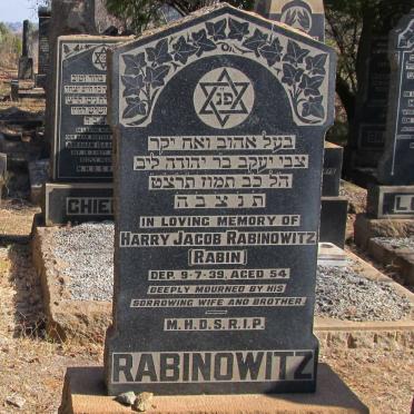 RABINOWITZ Harry Jacob -1939