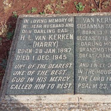 KERKEN H.L., van 1897-1945 &amp; Susannah Sophia 1900-1980