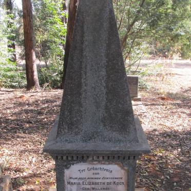 KOCK Maria Elizabeth, de nee WILLEMSE 1897-1918