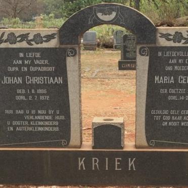 KRIEK Johan Christiaan 1885-1972 &amp; Maria Gertruida COETZEE 1896-1961
