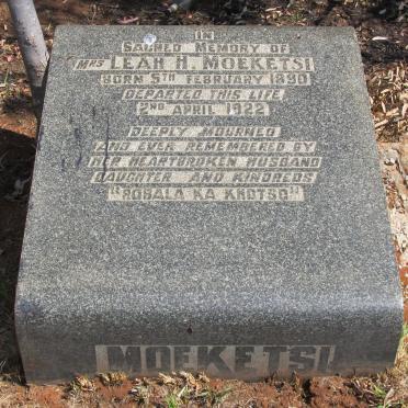 MOEKETSI Leah H. 1890-1922